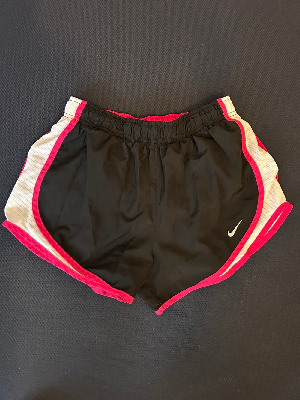 Nike Women’s Black Athletic Shorts with Pink and White Panels